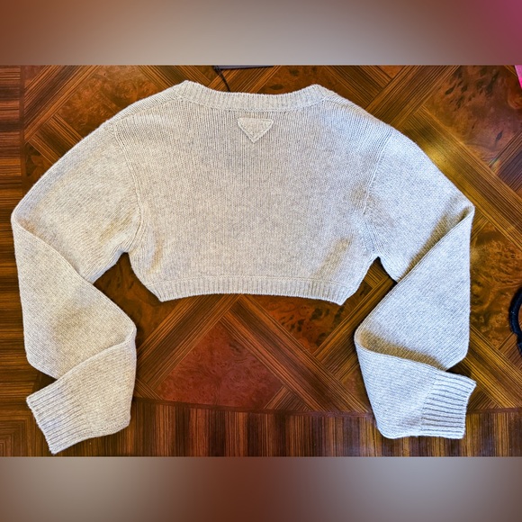 NWT Prada Cashmere Wool Bolero Sweater in Marmo Gray Size 40 (US 4) - Picture 5 of 13
